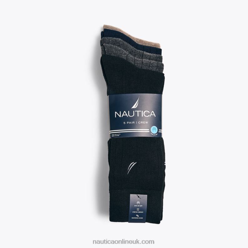 Nautica Solid Ribbed Dress Socks 5-Pack L6J4L105 Black Onyx Men