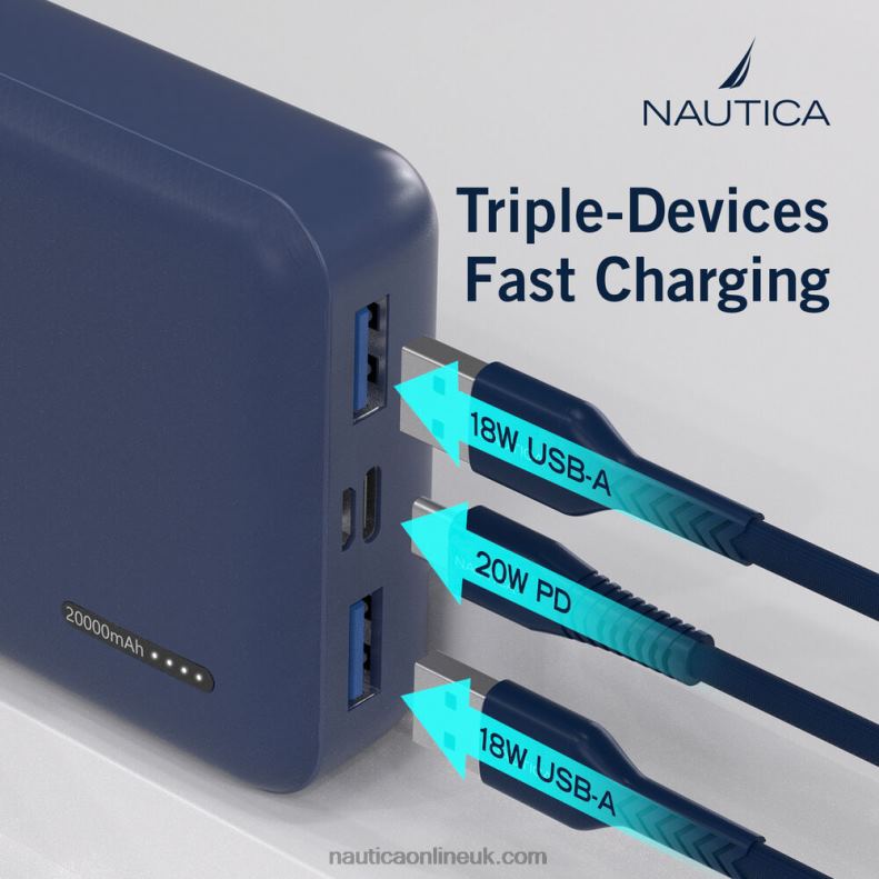 Nautica 20000Mah Quick Portable Charger L6J4L256 Nautica Red/Orange Men
