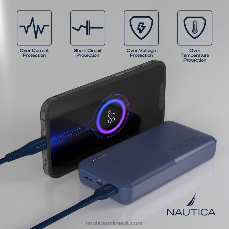 Nautica 20000Mah Quick Portable Charger L6J4L256 Nautica Red/Orange Men