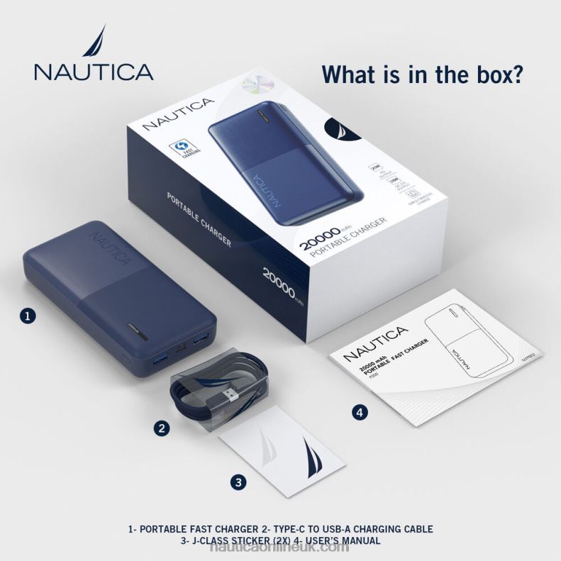 Nautica 20000Mah Quick Portable Charger L6J4L256 Nautica Red/Orange Men