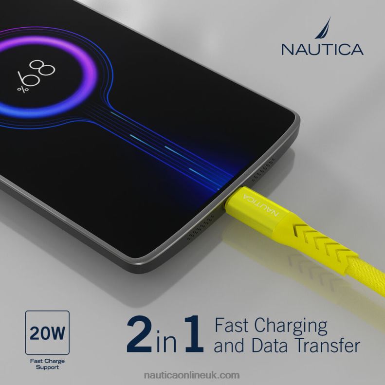 Nautica 7Ft Lightning To Usb-C Cable L6J4L331 Yellow Men