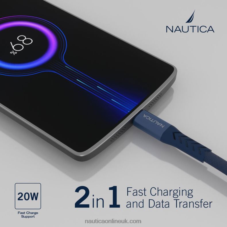 Nautica 7Ft Lightning To Usb-C Cable L6J4L899 Workshirt Blue Men
