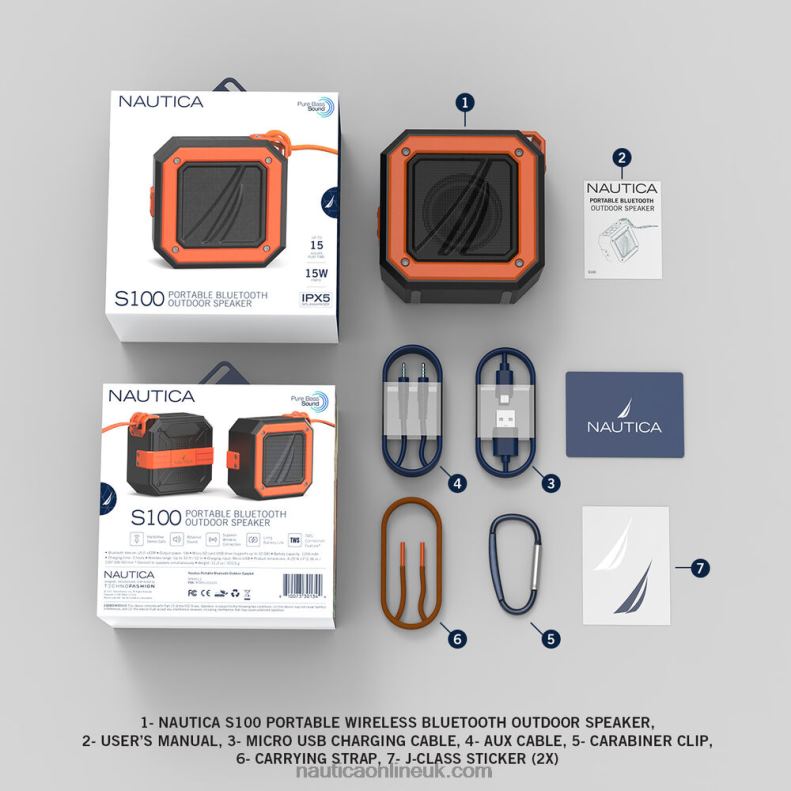 Nautica S100 Portable Bluetooth Outdoor Speaker L6J4L302 Black Men