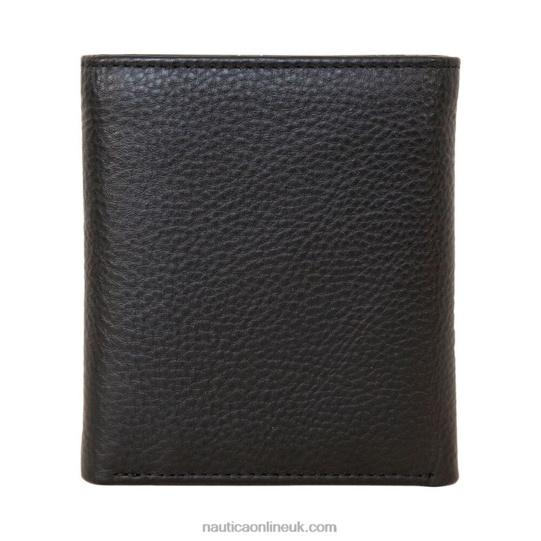 Nautica Extra Capacity Leather Trifold Passcase Wallet L6J4L268 Black Men