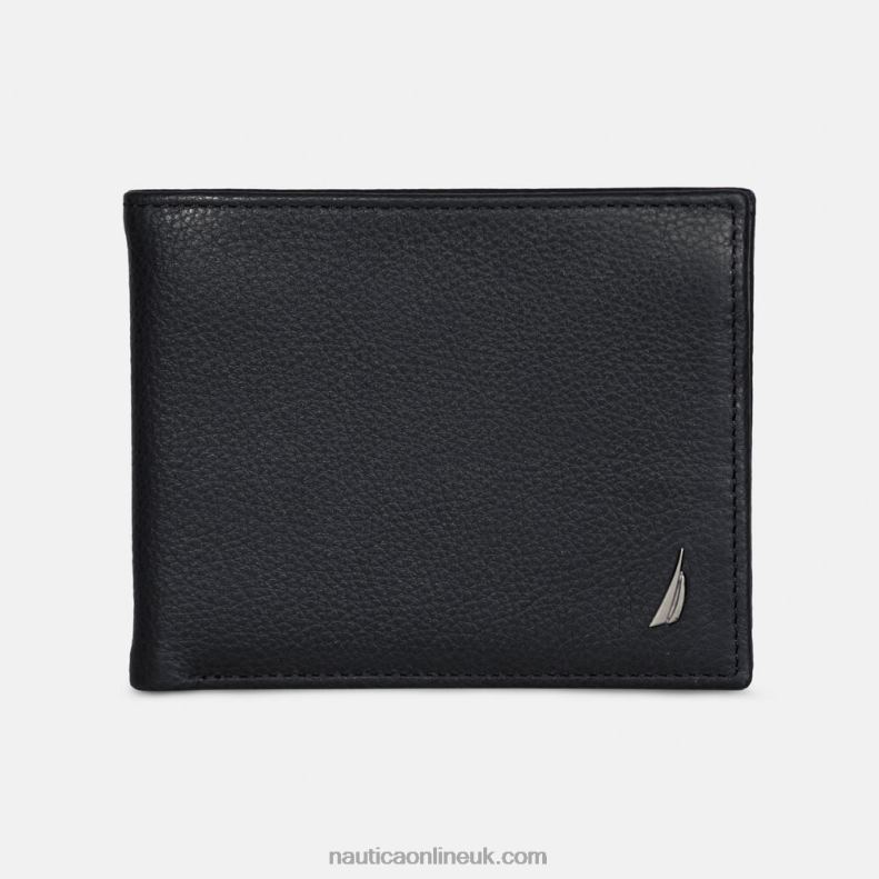 Nautica Leather Billfold Wallet L6J4L206 True Black Men