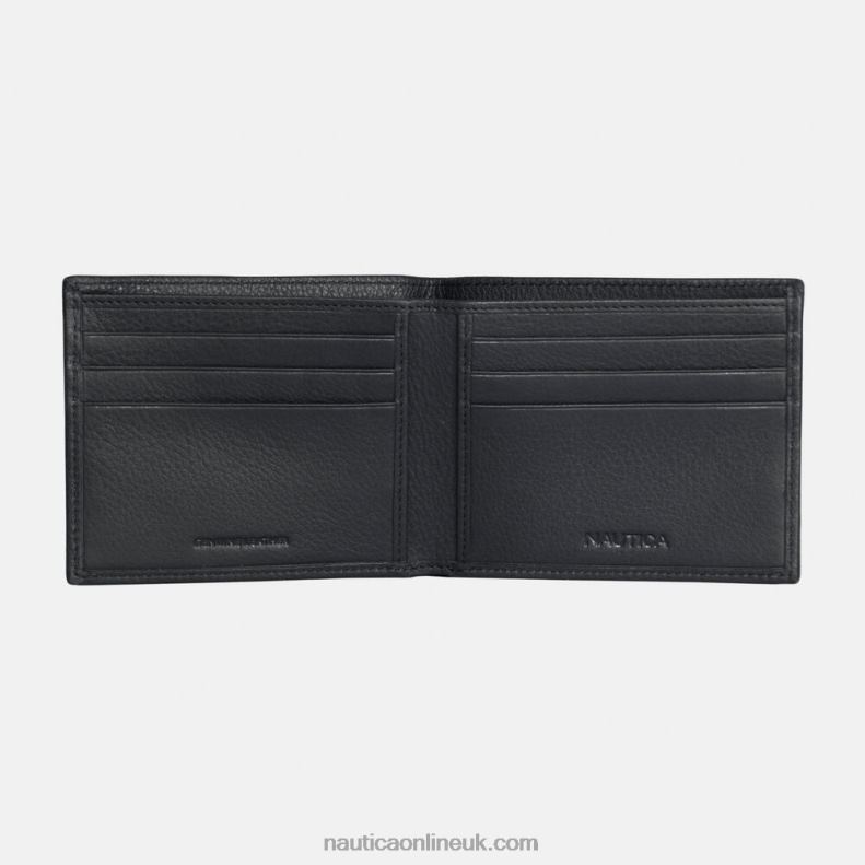 Nautica Leather Billfold Wallet L6J4L206 True Black Men