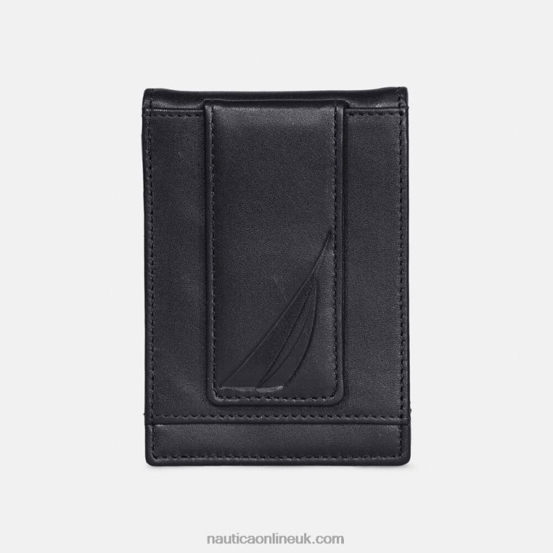 Nautica Leather Front Pocket Wallet L6J4L333 True Black Men