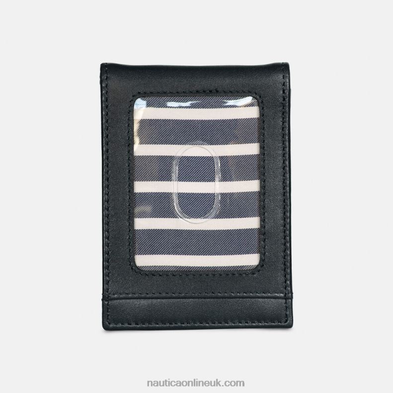 Nautica Leather Front Pocket Wallet L6J4L333 True Black Men