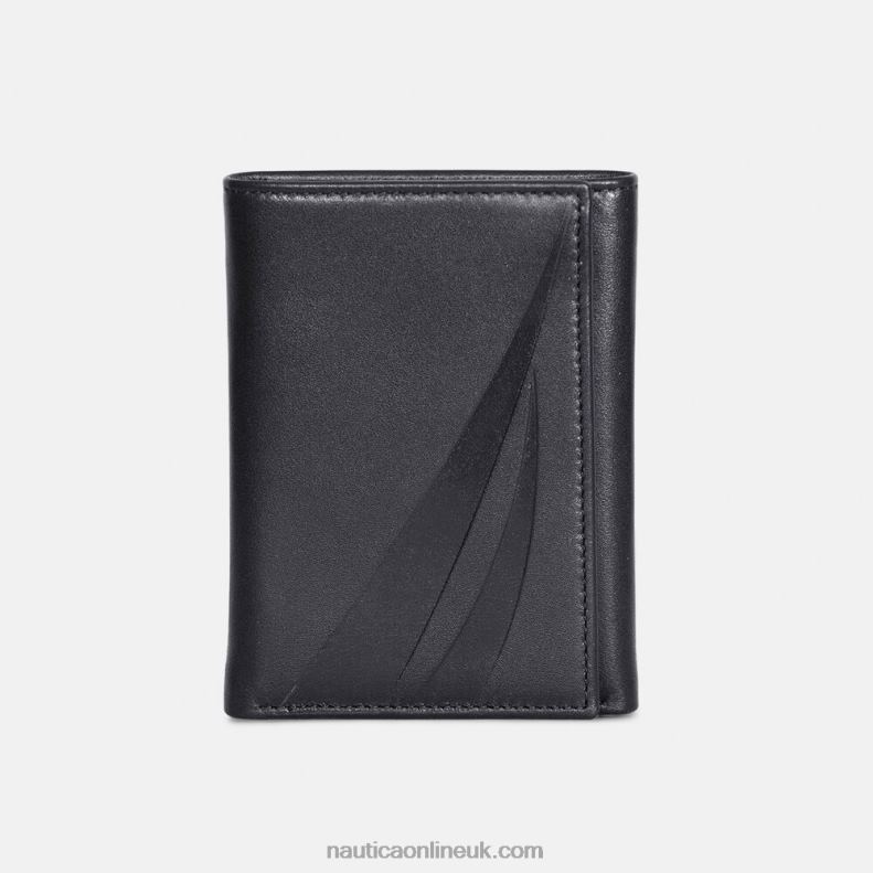 Nautica Leather Trifold Wallet L6J4L177 True Black Men