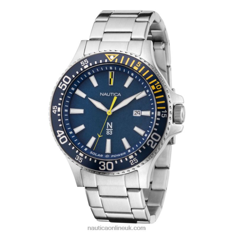 Nautica Cocoa Beach Solar-Powered Stainless Steel 3-Hand Watch L6J4L334 Multi Men