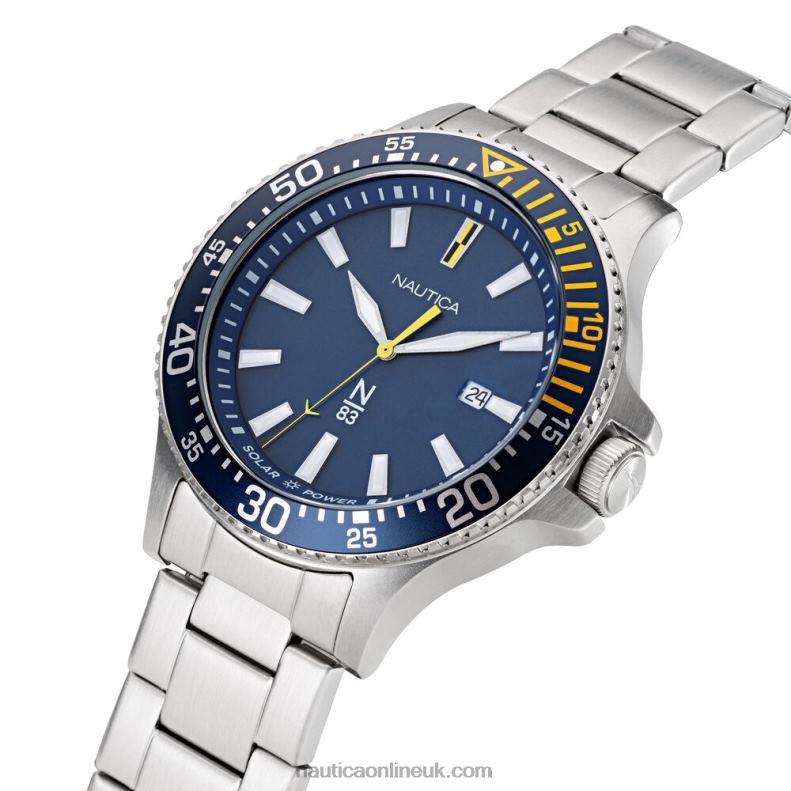 Nautica Cocoa Beach Solar-Powered Stainless Steel 3-Hand Watch L6J4L334 Multi Men