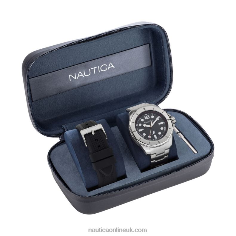 Nautica Koh May Bay Stainless Steel And Silicone Watch Box Set L6J4L220 Multi Men