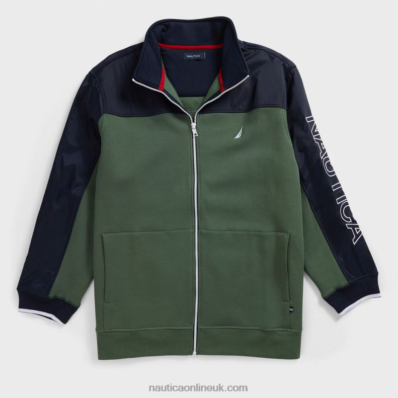 Nautica Big & Tall Colorblock Full Zip Track Jacket L6J4L604 Pineforest Men