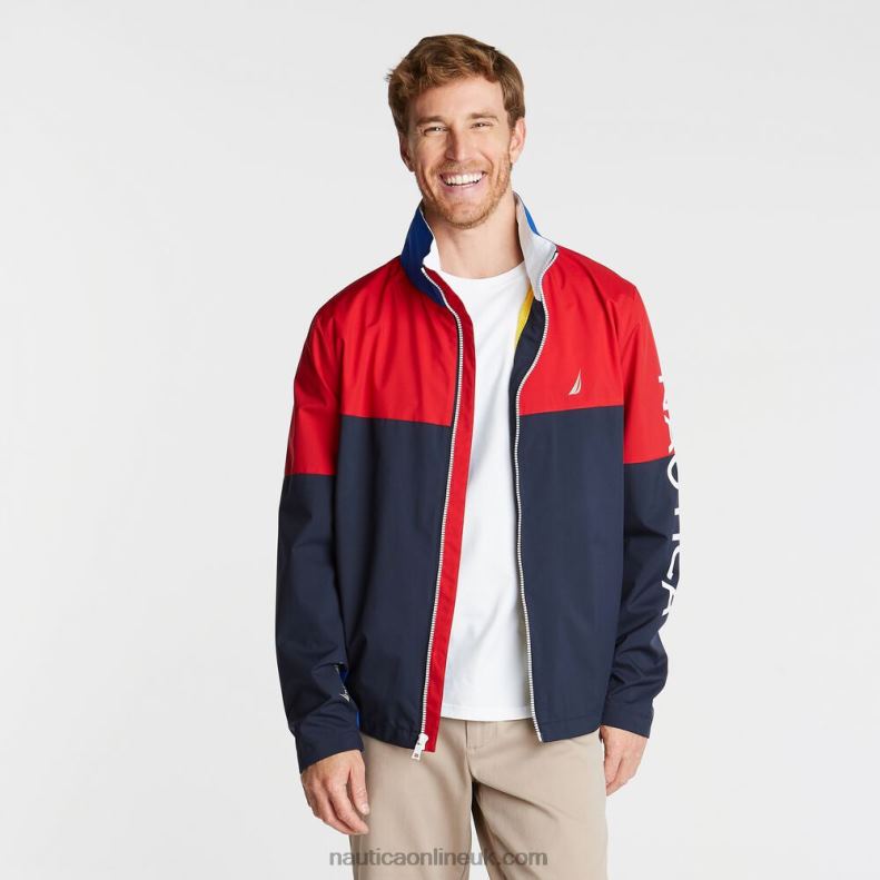 Nautica Big & Tall Lightweight Colorblock Bomber With Concealed Hood L6J4L607 Navy Men