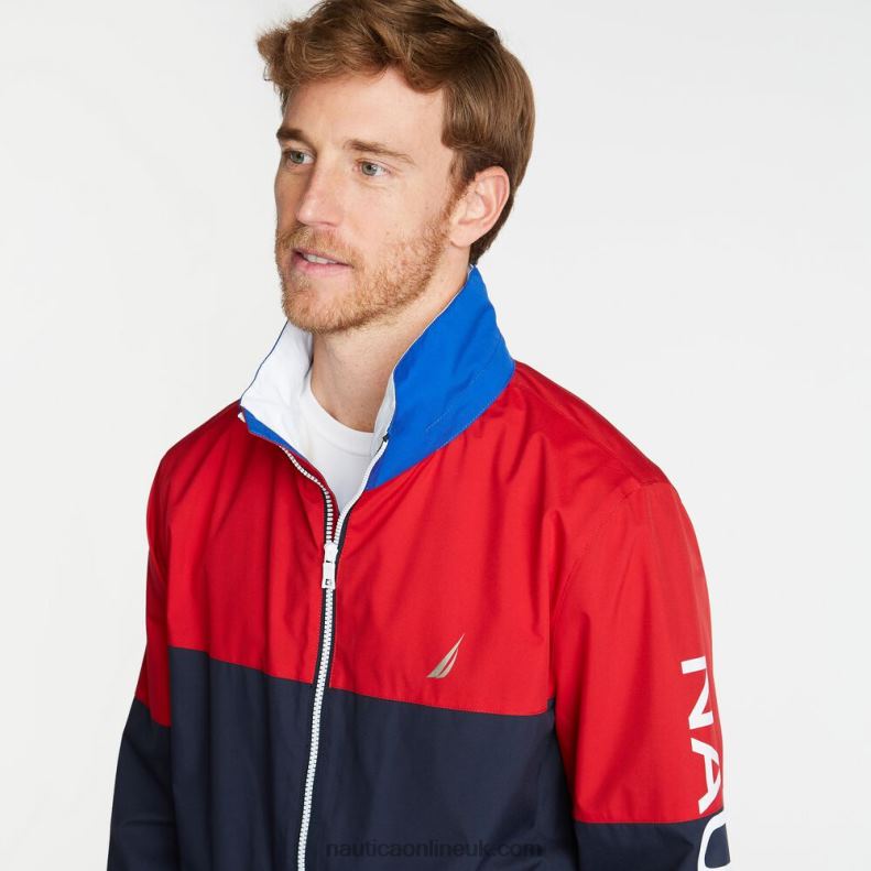 Nautica Big & Tall Lightweight Colorblock Bomber With Concealed Hood L6J4L607 Navy Men