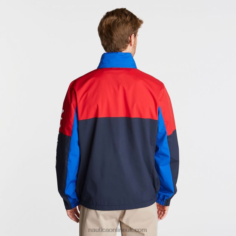 Nautica Big & Tall Lightweight Colorblock Bomber With Concealed Hood L6J4L607 Navy Men