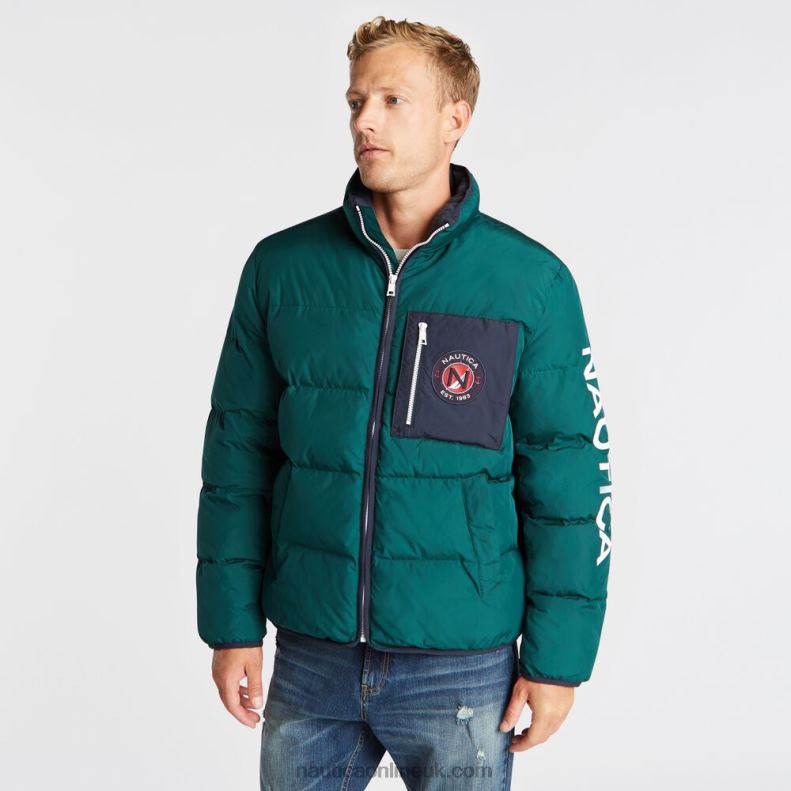 Nautica Big & Tall Puffer Jacket With Tempasphere L6J4L641 Olive Men