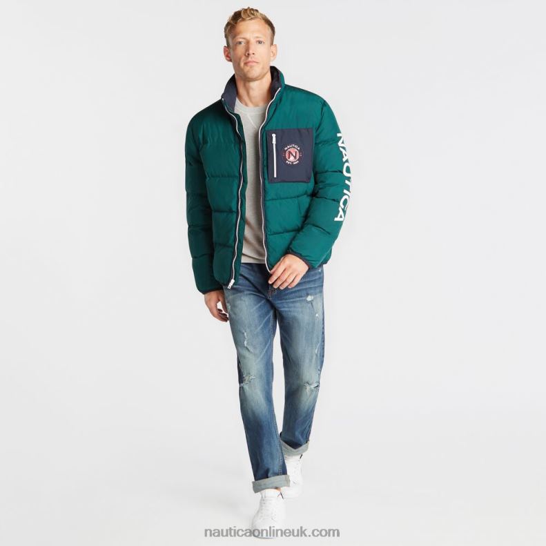 Nautica Big & Tall Puffer Jacket With Tempasphere L6J4L641 Olive Men
