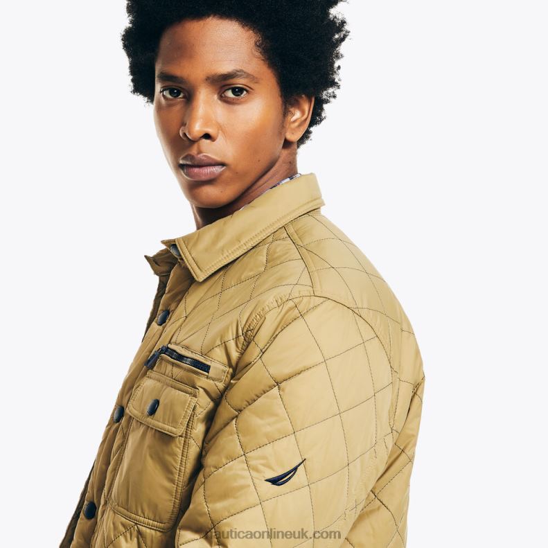 Nautica Big & Tall Sustainably Crafted Tempasphere Quilted Shirt Jacket L6J4L561 Bimini Green Men