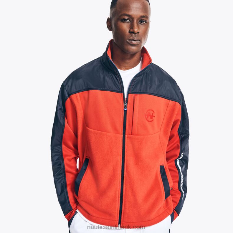 Nautica Competition Sustainably Crafted Mixed Media Full-Zip Jacket L6J4L499 Tomales Red Men