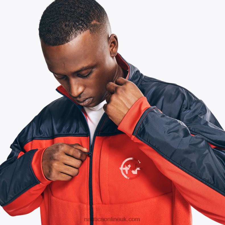 Nautica Competition Sustainably Crafted Mixed Media Full-Zip Jacket L6J4L499 Tomales Red Men