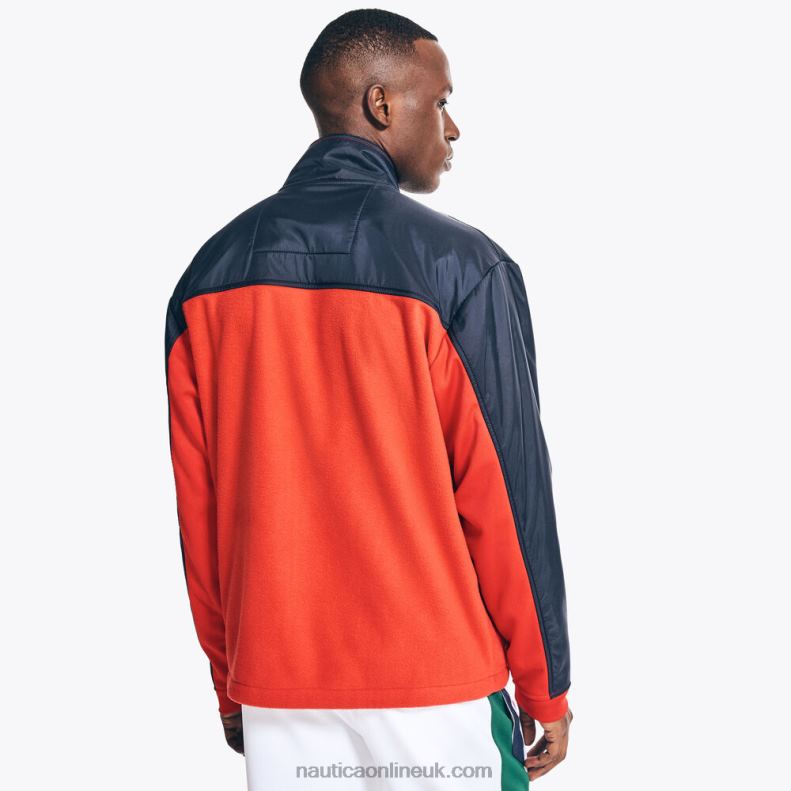 Nautica Competition Sustainably Crafted Mixed Media Full-Zip Jacket L6J4L499 Tomales Red Men