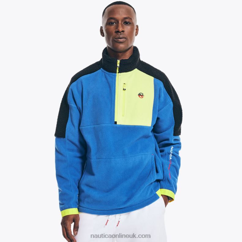 Nautica Competition Sustainably Crafted Mixed Media Half-Zip Jacket L6J4L498 Bright Cobalt Men