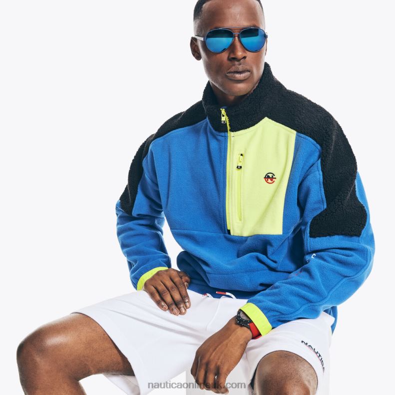Nautica Competition Sustainably Crafted Mixed Media Half-Zip Jacket L6J4L498 Bright Cobalt Men