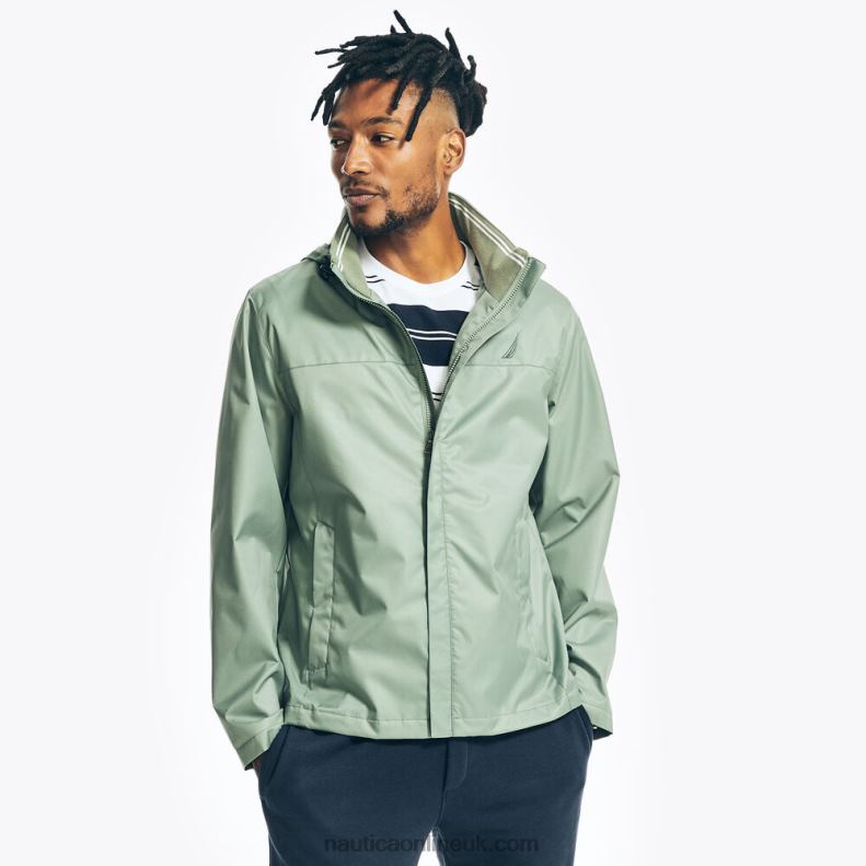 Nautica Lightweight Colorblock Bomber Jacket L6J4L595 Jade Forest Heather Men