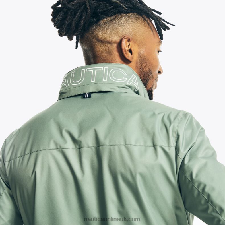 Nautica Lightweight Colorblock Bomber Jacket L6J4L595 Jade Forest Heather Men