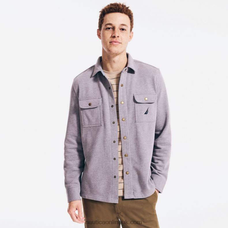Nautica Snap-Button Overshirt L6J4L506 Stone Grey Heather Men