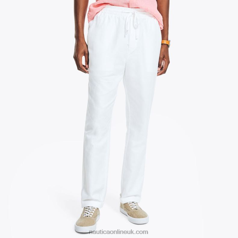 Nautica Classic Fit Linen Pull-On Pant L6J4L624 Bright White Men
