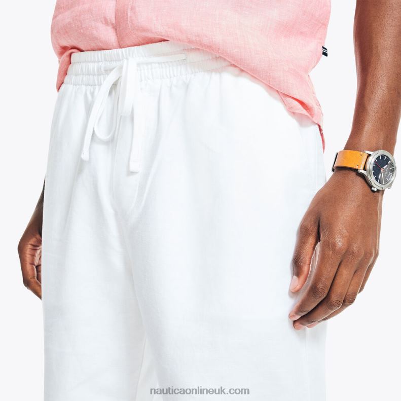 Nautica Classic Fit Linen Pull-On Pant L6J4L624 Bright White Men