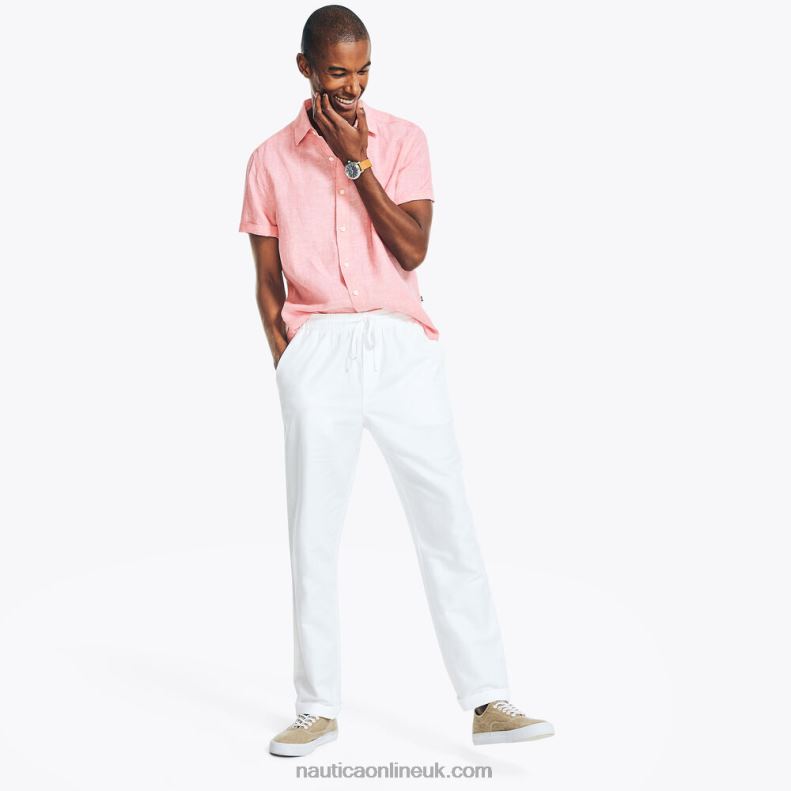 Nautica Classic Fit Linen Pull-On Pant L6J4L624 Bright White Men