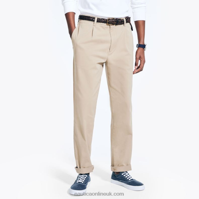 Nautica Classic Fit Pleated Pant L6J4L34 True Khaki Men