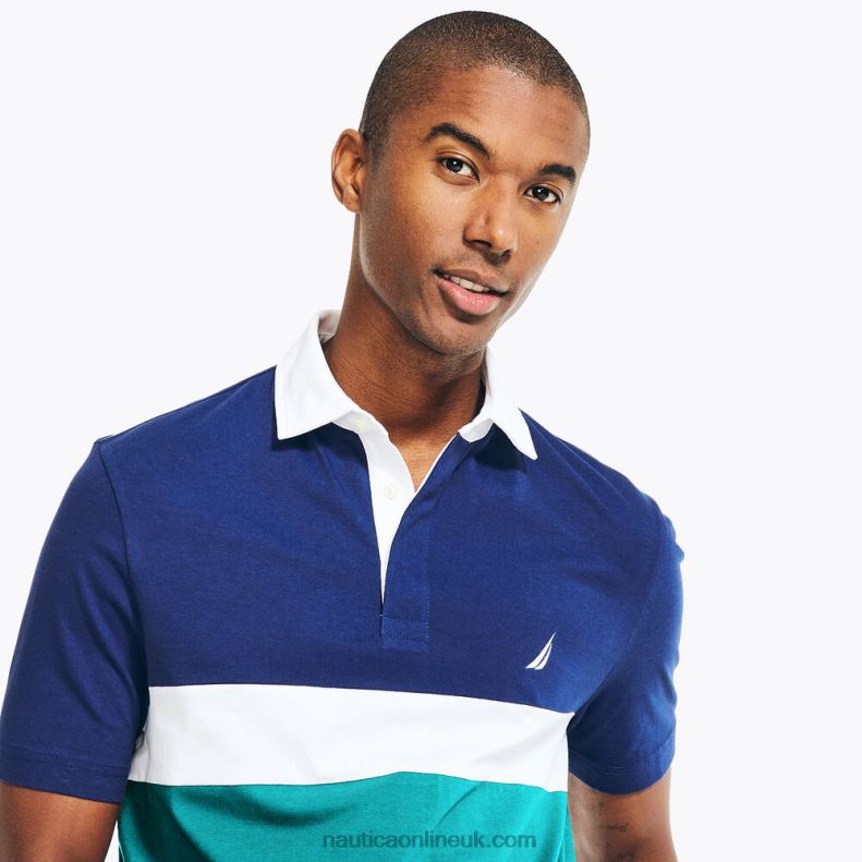 Nautica Big & Tall Classic Fit Colorblock Polo L6J4L643 Blue Depths Men