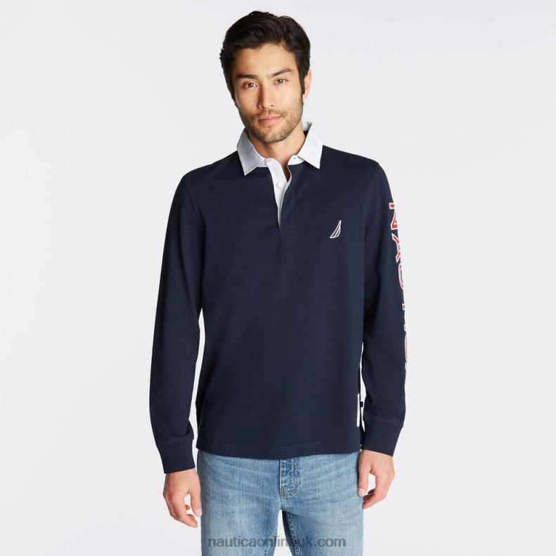 Nautica Big & Tall Logo Rugby Polo Shirt L6J4L696 Navy Men