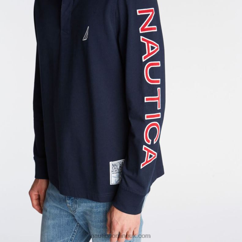 Nautica Big & Tall Logo Rugby Polo Shirt L6J4L696 Navy Men