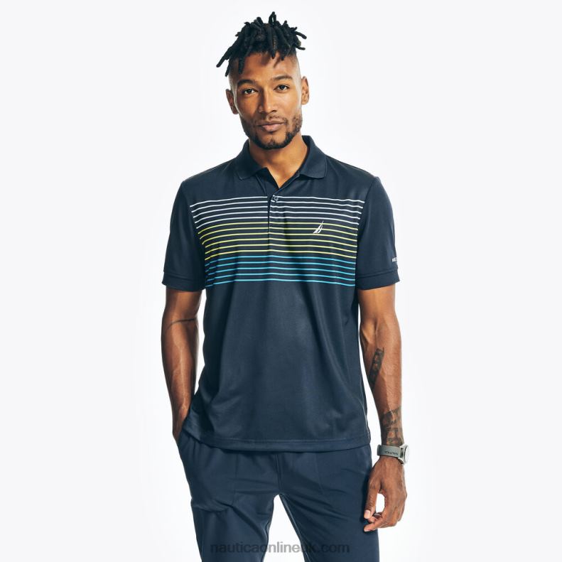 Nautica Big & Tall Navtech Classic Fit Striped Polo L6J4L414 Navy Men