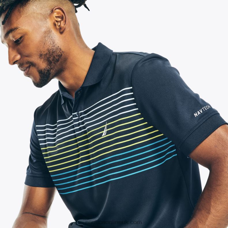 Nautica Big & Tall Navtech Classic Fit Striped Polo L6J4L414 Navy Men