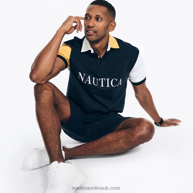 Nautica Big & Tall Sustainably Crafted Classic Fit Rugby Polo L6J4L413 Navy Men