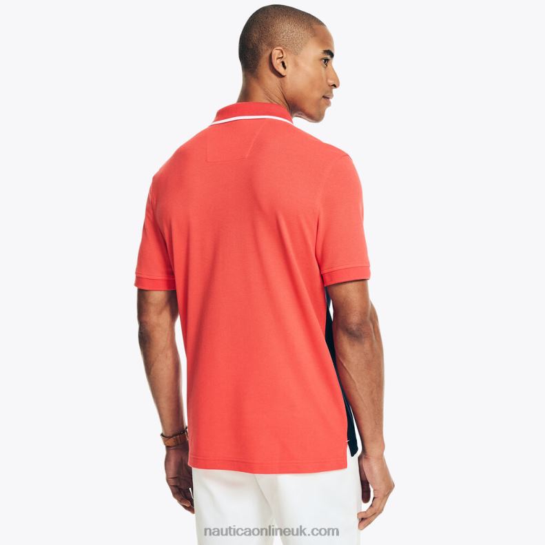 Nautica Classic Fit Chest-Stripe Polo L6J4L86 Dark Coral Cape Men