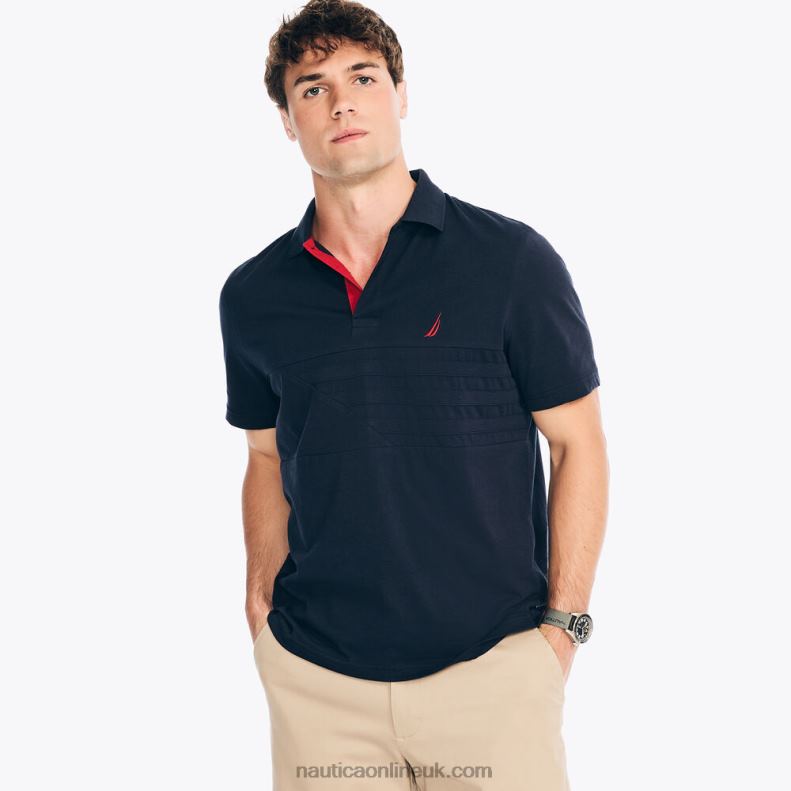Nautica Classic Fit Pieced Polo L6J4L288 Navy Men