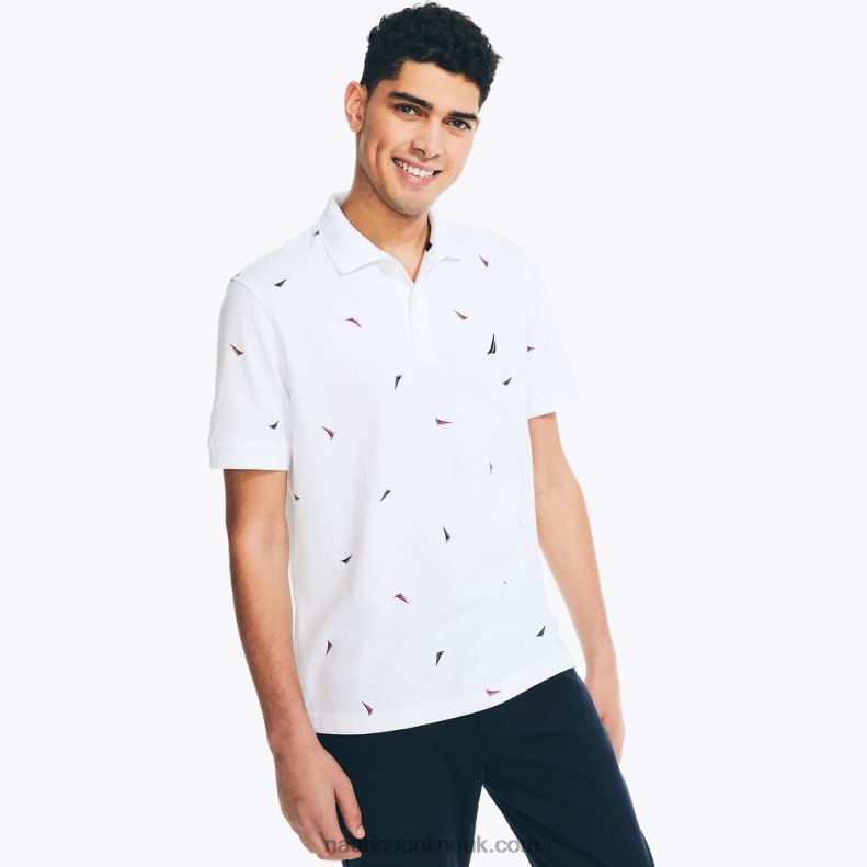 Nautica Classic Fit Printed Polo L6J4L72 Bright White Men
