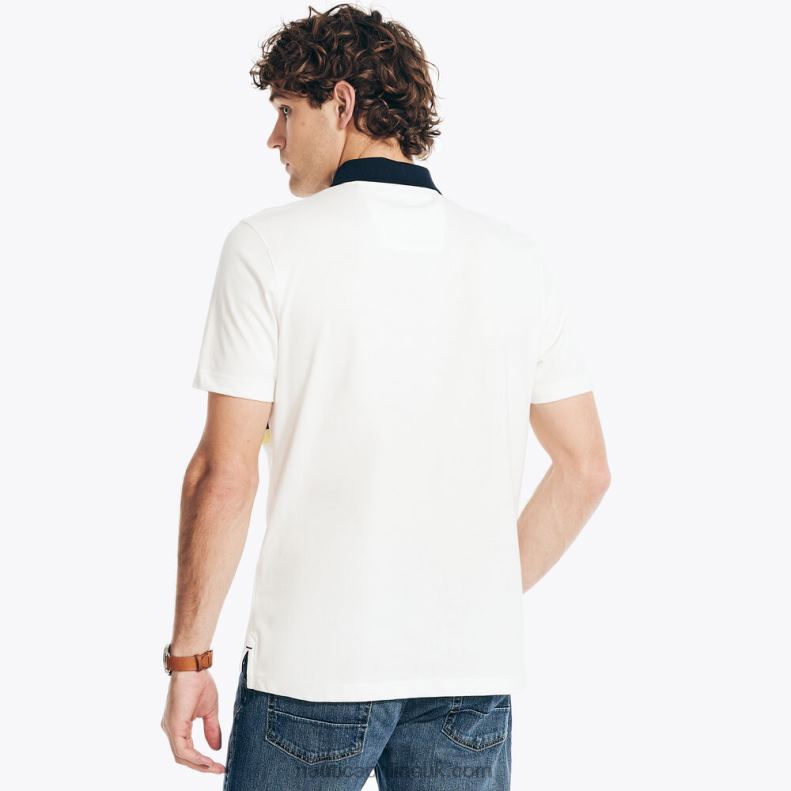 Nautica Classic Fit Rugby Chest-Stripe Polo L6J4L181 Sail White Men
