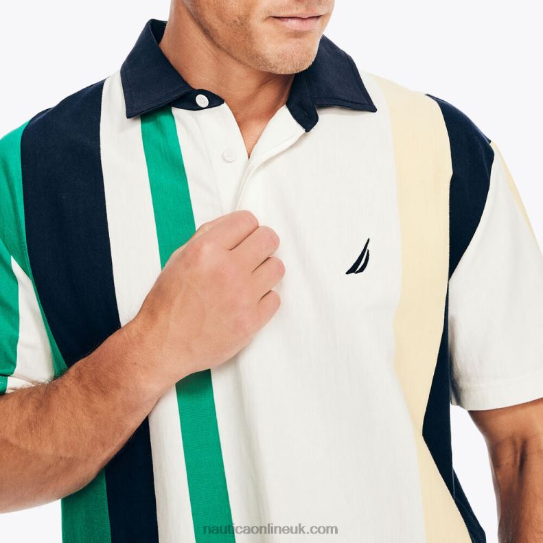 Nautica Classic Fit Rugby Polo Shirt L6J4L364 Sail White Men