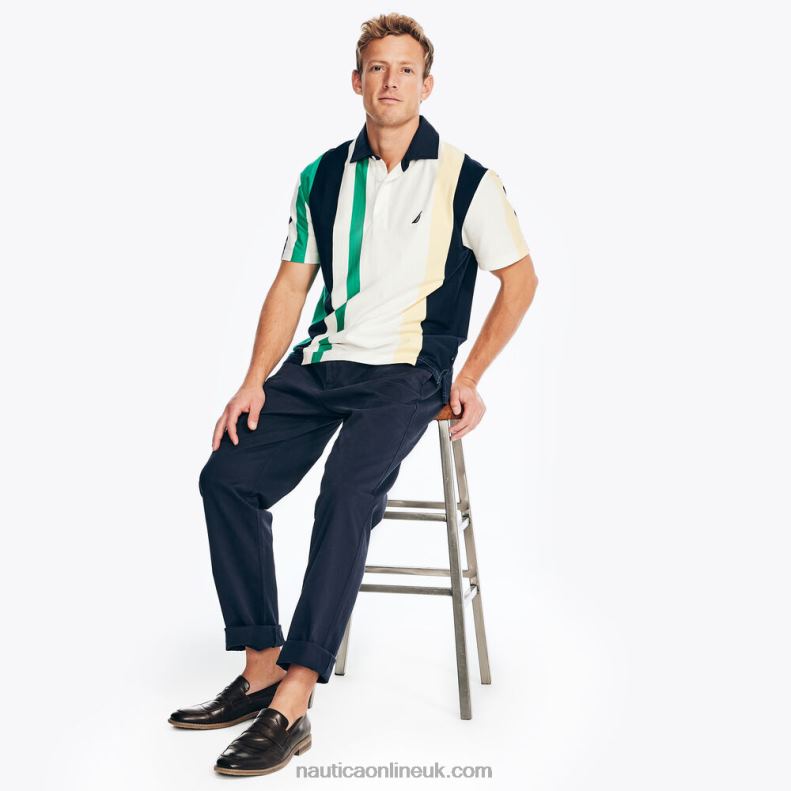 Nautica Classic Fit Rugby Polo Shirt L6J4L364 Sail White Men