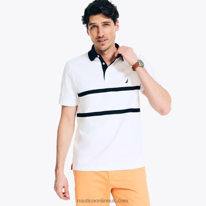 Nautica Classic Fit Rugby Polo Shirt L6J4L392 Bright White Men