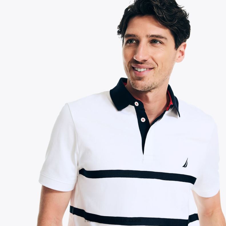 Nautica Classic Fit Rugby Polo Shirt L6J4L392 Bright White Men