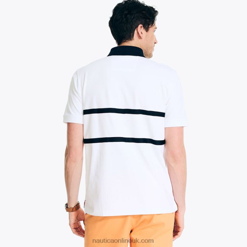 Nautica Classic Fit Rugby Polo Shirt L6J4L392 Bright White Men